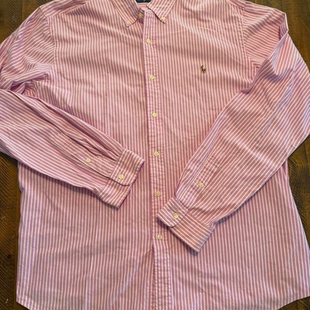 Ralph Lauren Pink and white striped button-up shirt Men's XXL TTG